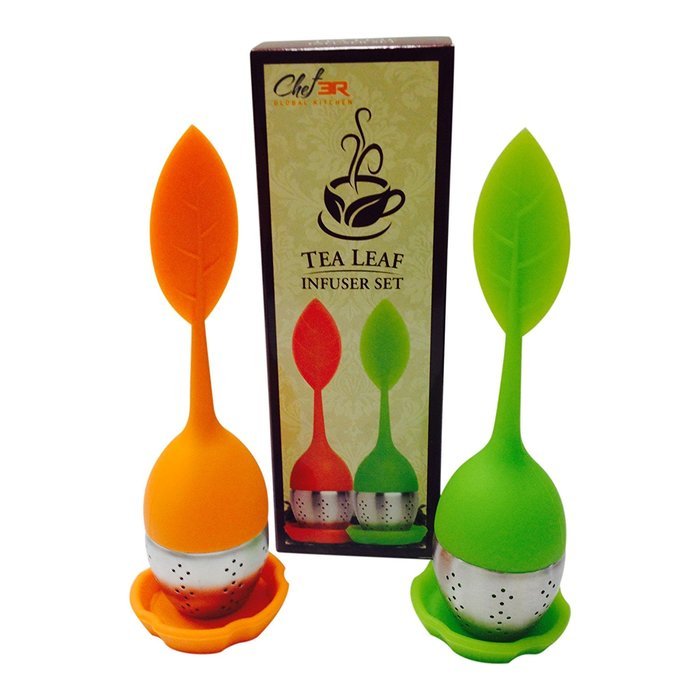 Tea Leaf Infuser Set, Silicone Long handle, Stainless Steel Base, Drip Tray,Perfect Cup Of Loose Tea. Guaranteed... N7