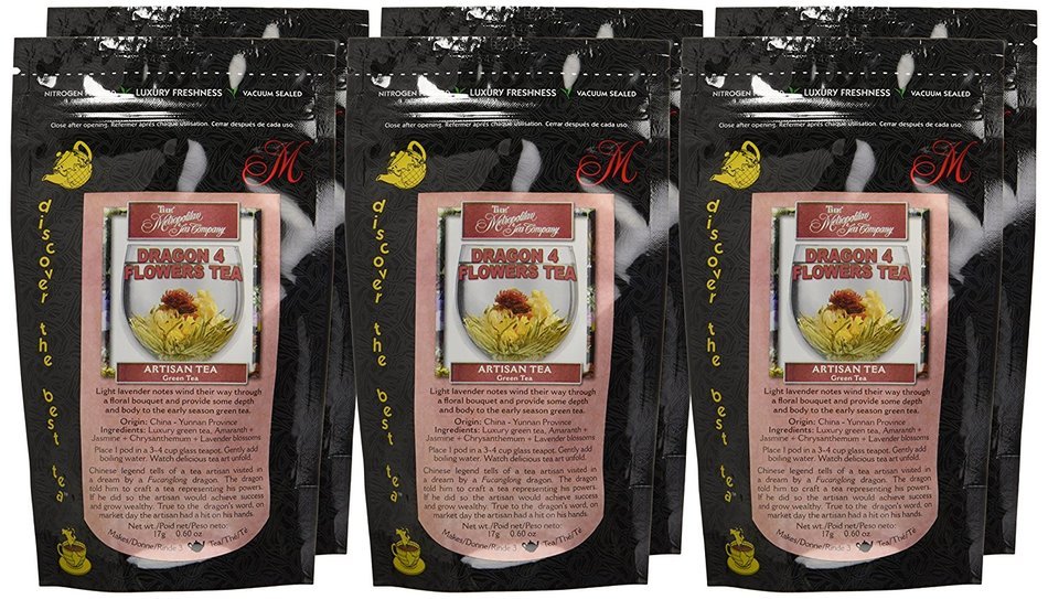Metropolitan Tea Discovery Artisan Flowering Tea Pack, Dragon 4 Flowers N6