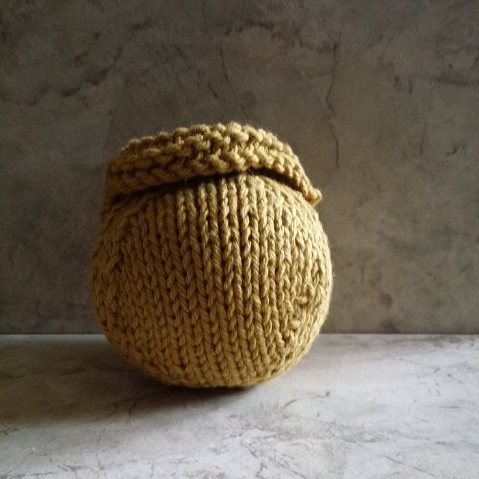Apple Cozy Hand Knit Cotton 15mm round Button Dijon Mustard