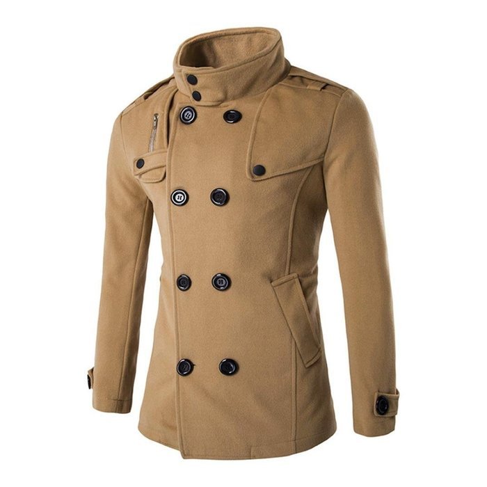 Men's Blouse,Laimeng Cotton Blend Autumn Winter Double Row Button Collar Woolen Coat Sweater Top Blouse (XXL,... N7