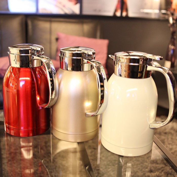 Ivory White 68 Ounce Insulated Thermal Carafe vacuum flask and Coffee Server with Press Button Top N4