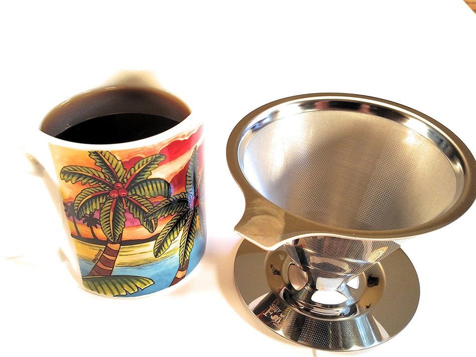 Pour Over Coffee Cone by Silly Fox. The Permanent Reusable Paperless Coffee Filter. Made of Double Mesh Stainless... N4