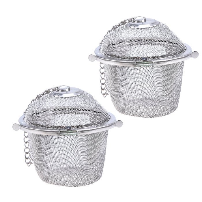 WHOSEE 2-Pack Creative Stainless Steel Ball Tea Strainer Infuser Mesh Filter Loose Leaf Spice Size M N3