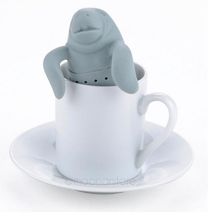 Teapot Cute Manatee Shaped Infuser Tea Strainer Coffee & Tea Sets Silicone Manatee Tea Infuser N3