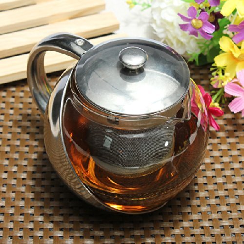 Glass Stainless Steel Loose Tea Leaf Teapot With Infuser 750ml/500ml