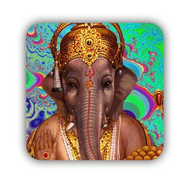Generic Cup Mat Print Colorful Elephant Drawing 1 Mdf Material Original N10