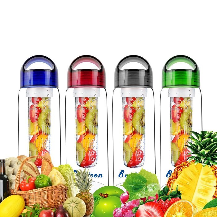 Blue 23 OZ Sporty Tritan Fruit Infuser Water Bottle,for home,hike,camp,sport,office,school, Leak Proof,With Handle... N4