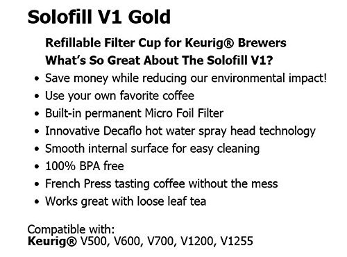 Solofill V1 Gold Refillable Filter Cup for Keurig Brewers