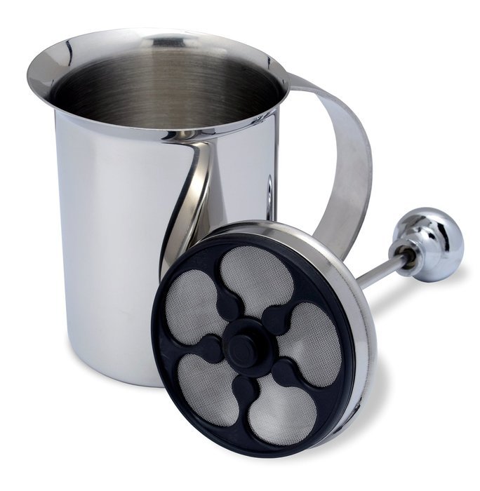 Bellemain Stainless Steel Hand Pump Milk Frother, 14 oz. capacity N6