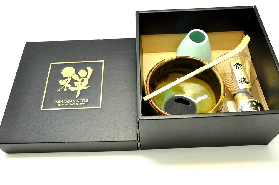 Japanese Mino Yaki ware Matcha Bowl And Tea Ceremony Set Green Tea 11 / 11 / 8cm (4.3 / 4.3 / 3.1inch)[7391] N3