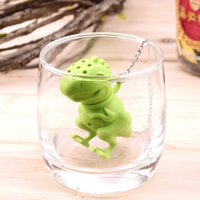 gangnumsky-Unique Cute Tea Strainer, Interesting Life Partner Cute T-Rek Dinosaur Mr Teapot Silicone Tea Infuser... N7