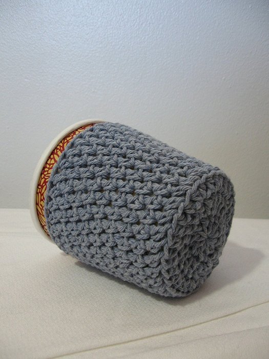 Handmade Crochet Ice Cream Pint Cozy in Stonewash Denim N2