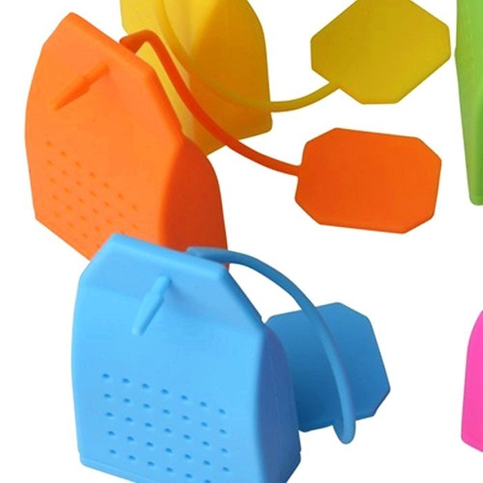 ERolldeeP Tea Infuser Classic Bag Shape - Premium Silicone (BPA Free), Set of 5, [Fun Colors - Baby Blue, Hot...
