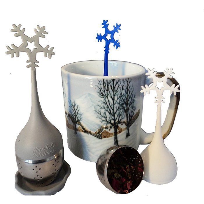 Ni&bull;ce&bull;Tea Solutions Snowflake Silicone Stainless Loose Leaf Tea Infusers/Strainers N6