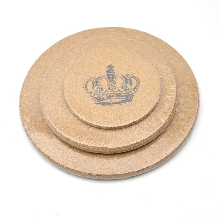 GXHUANG Quality Pot Pan Holloware boiler Cork Trivets, Set of 3, Round,7 1/2, 5 3/4, 3 9/10 inch, Crown Design N6