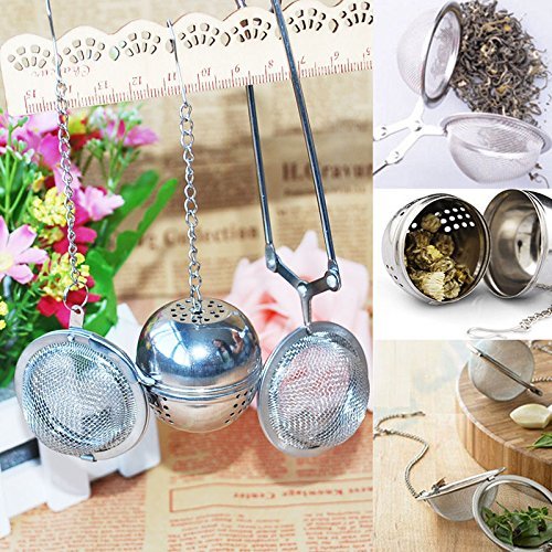 Genenic Squeeze Locking Infuser Spice Leaves Stainless Steel Strainer Tea Ball Mesh Filter N6