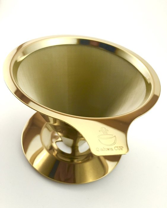 Qahwa Cup Gold Pour Over Coffee Dripper - Titanium Coated Stainless Steel Reusable Paperless Coffee Filter &ndash; Single... N5