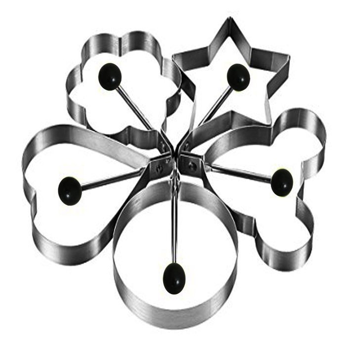 Jason&Aerobic Fried Egg Mold Stainless Steel 5 Patterns Pacakage of 5 N4