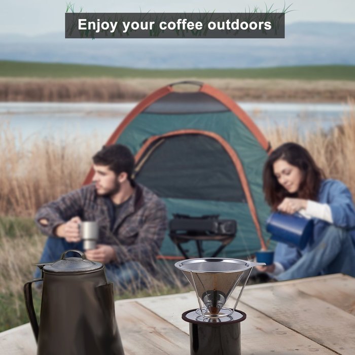 Paperless Pour Over Coffee Dripper by Possiave - Permanent Reusable Stainless Steel Durable Cone Coffee Filter... N12