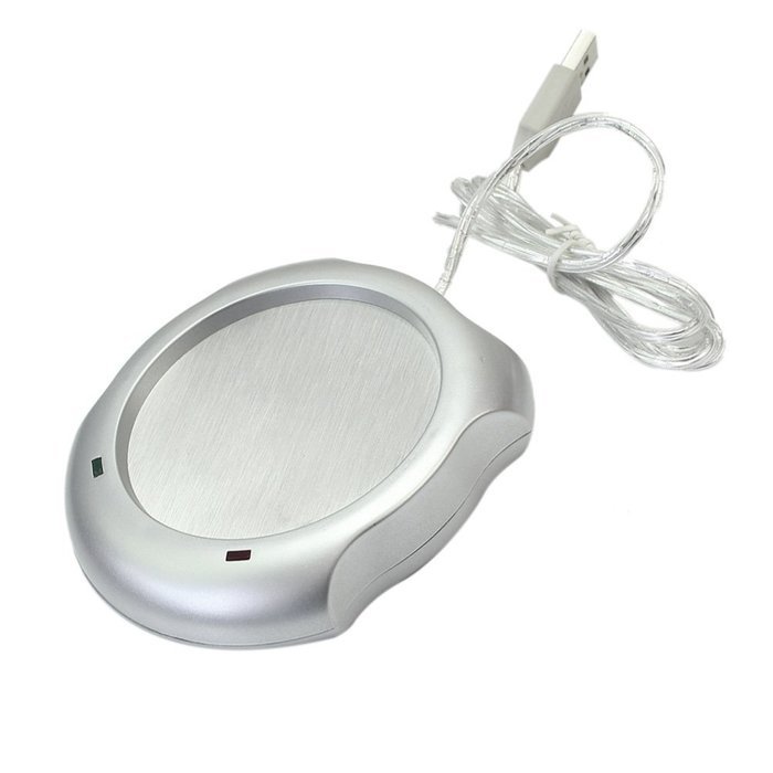USB Power Suply Coffee Tea Mug Warmer Heating Cup Mat Pad Coasters Home Office Use Silver