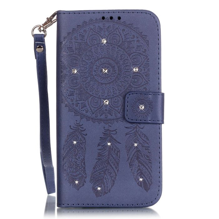 iPhone 7 Case, PHEZEN Dream Catcher Design Bling Diamond PU Leather Wallet Case [Magnetic Closure] [Credit Card... N38