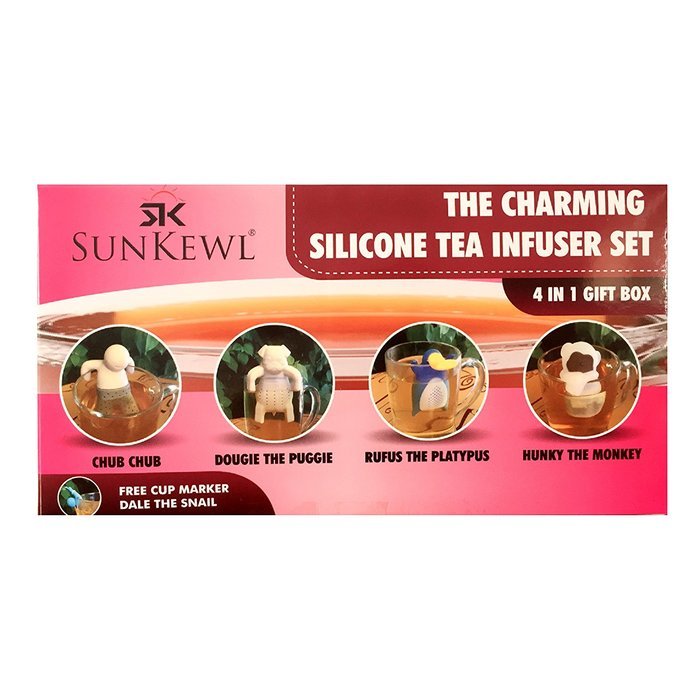 The Adorable Loose Leaf Silicone Tea Infuser Set of 5 by SunKewl with Gift Box N7