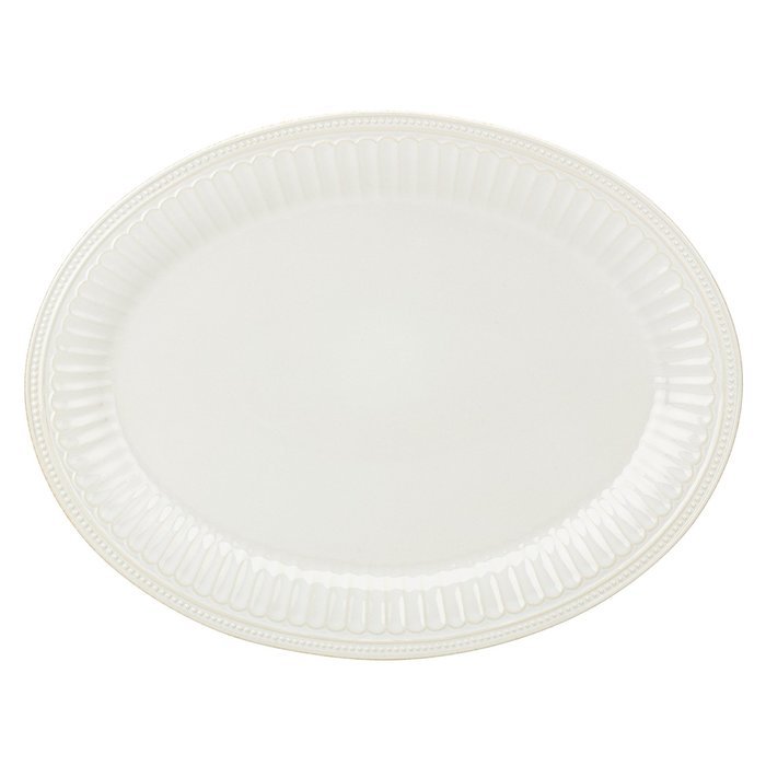 Lenox French Perle Groove Oval Platter, Ice Blue N2