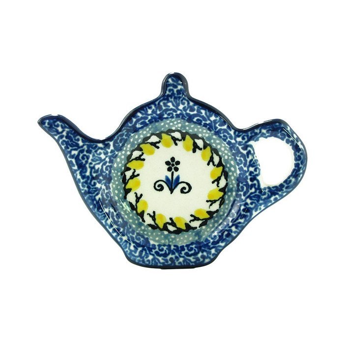 Polish Pottery Teapot Teabag Holder Boleslawiec Poland Traditional Stoneware Pattern 766-2004