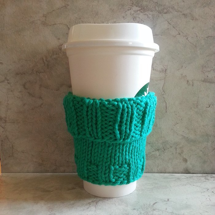 Cotton Knit Coffee Cup Sleeve Mod Green N4
