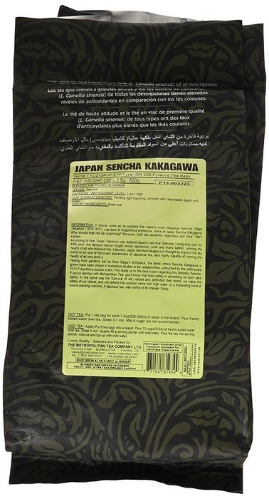 Metropolitan Tea 200 Count Pyramid Shaped Teabags, Japan Sencha Kakagawa