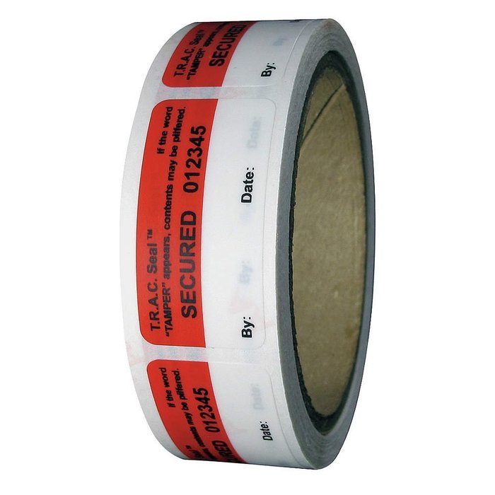Tamper Evident, Seal, 1x2in, Red/Wht, PK250