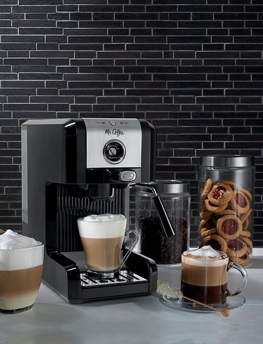 Mr. Coffee Premium Self Tamping Espresso with Milk Frother, ECMPT1000 N8