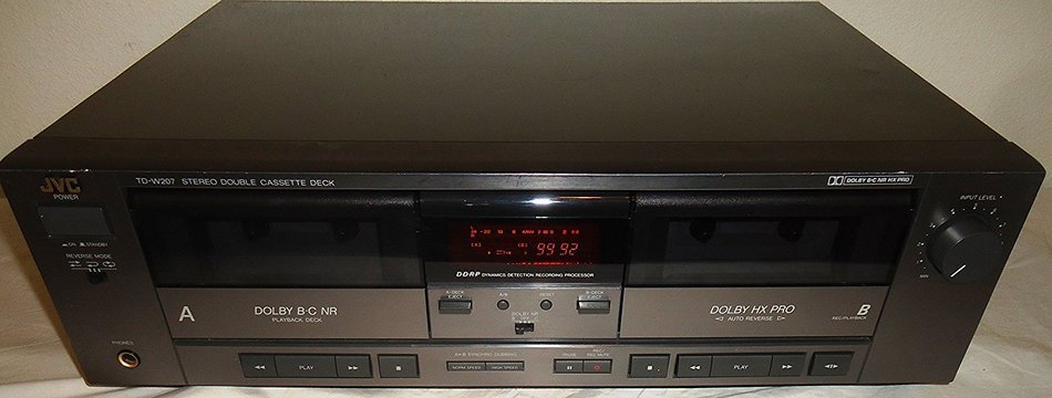 JVC TD-W207 Recordable Stereo Double Cassette Tape Deck With DDRP Dynamic Detection Recording Processor - Japan N6