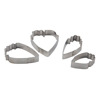 Sher FOUR-C 4pcs Stainless Steel Heart Peony Flower Biscuit Cake Cookie Cutters Baking Mould Cookie Fondant Decorating... N4
