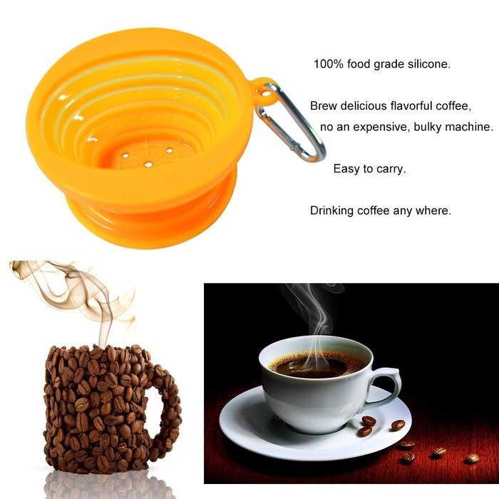 JSS Silicone Collapsible coffee filter with a Free Hook, Tea Dripper Cone, Pour Over Coffee Brewer, Carafe Infuser... N33