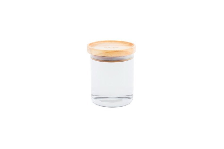 Peterson Houswares G0965132B Glass Canister with Wood Lid, Medium, Clear