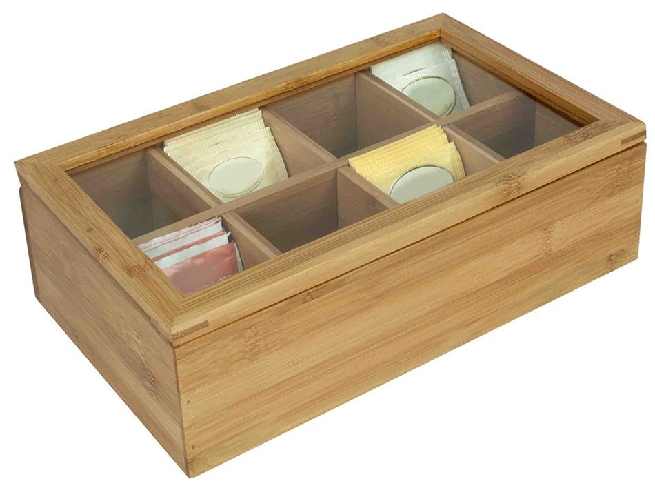 Home Basics Bamboo Tea Box with Window