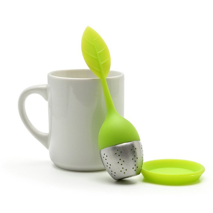 Red Silicone Tea Infuser Leaf Handle with Steel Ball N12