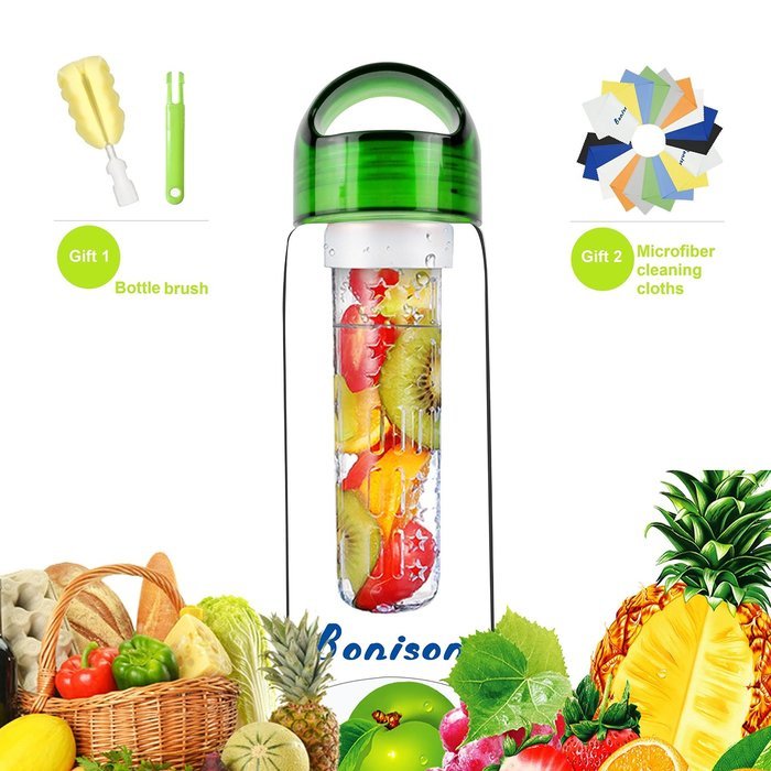 limited Time Promotion Bonison Stylish Tritan Fruit Infuser Water Bottle, Leak Proof, Trendy Durable with Handle... N36