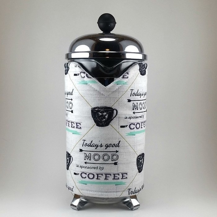 French Press Cozy Cover, Cafetiere Cosy, 8 cup, Insulated, Coffee Themed N4