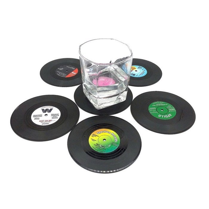 DDLBiz Creative Drink Placemat Spinning Retro Vinyl CD Record Drinks Coasters N2