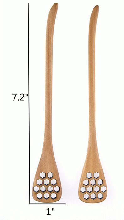 2 Pack Wooden Honey Dipper Stick Set for All Size Jar, Wood Coffee Stirrers, 7 Inch N4