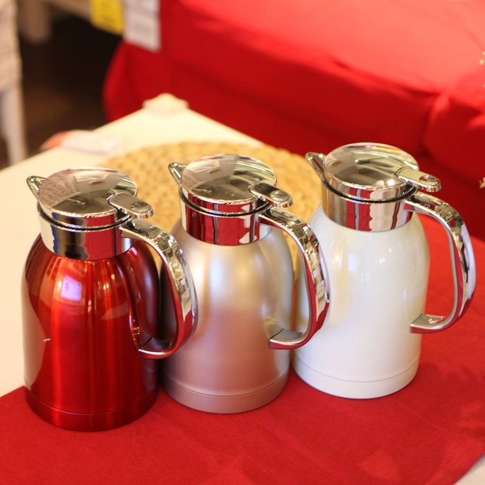 Ivory White 68 Ounce Insulated Thermal Carafe vacuum flask and Coffee Server with Press Button Top N6