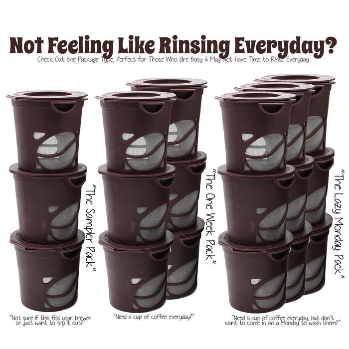 Refillable Single Cup Reusable Filter Pack of 3 N4