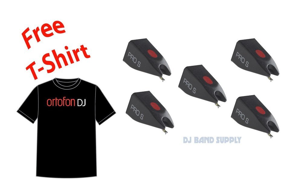 Ortofon 5 Pack of PRO S Stylus + Ortofon DJ T-shirt
