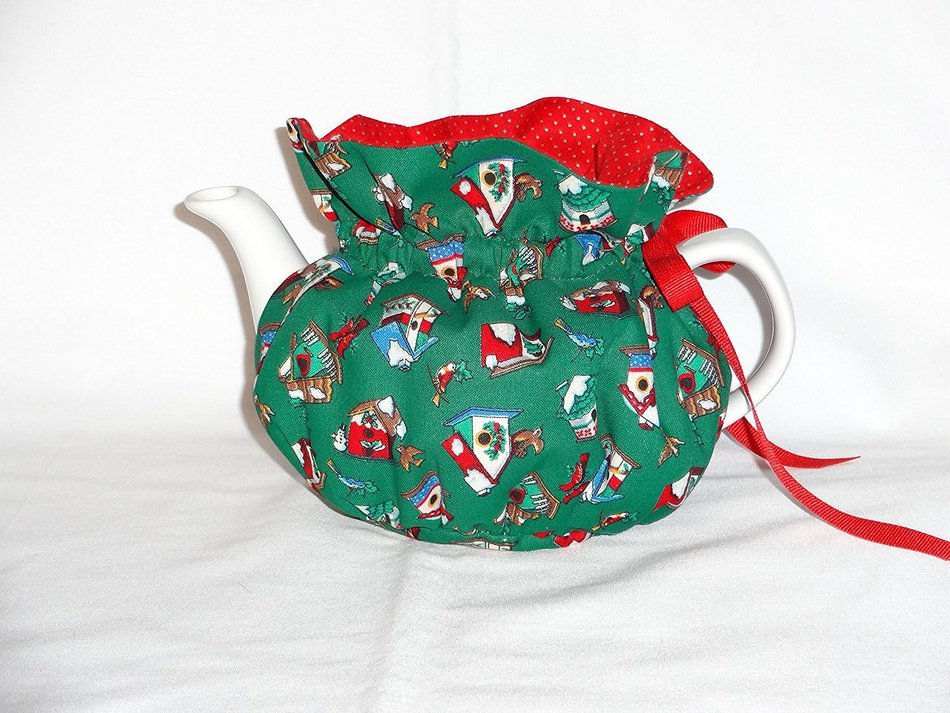 2 Cup Pretty Christmas Print Reversible Tea Pot Cozy N2