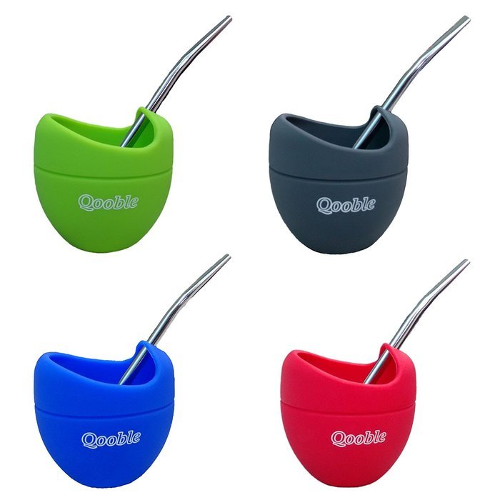 Qooble Silicone Mate Gourd with Bombilla Drinking Straw for Yerba Mate Tea Herbal Infusions (Charcoal Gray) N4