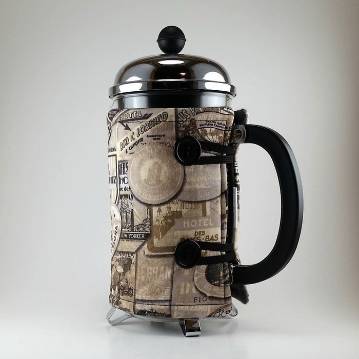 Vintage Hotel Sign Theme, French Press Cozy, 8 cup, Insulated Cafetiere Cosy N4
