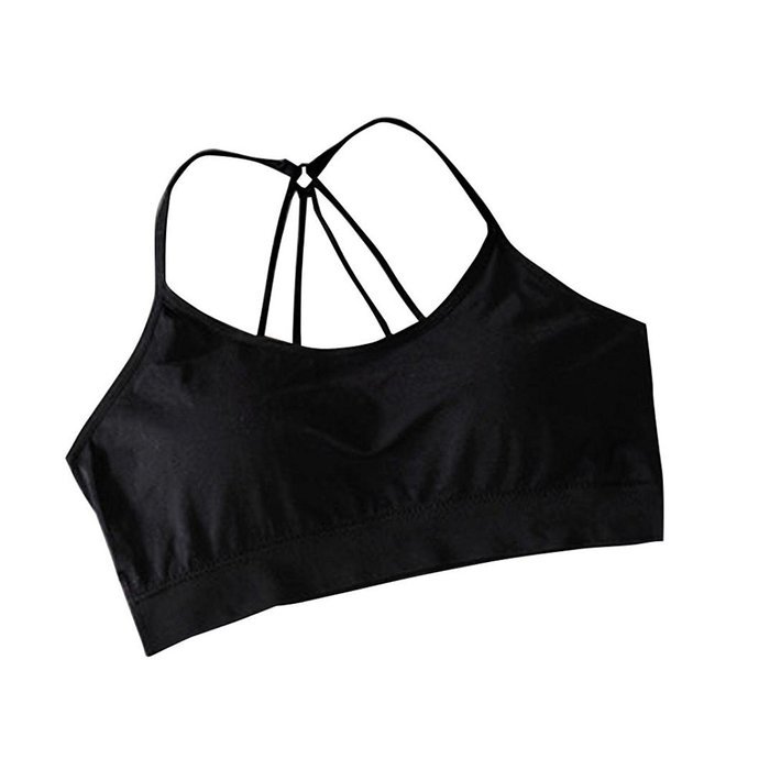 PHOTNO Womens Padded Bra Crop Tops Vest Cross Strap Bustier Beach Tank Tops N7