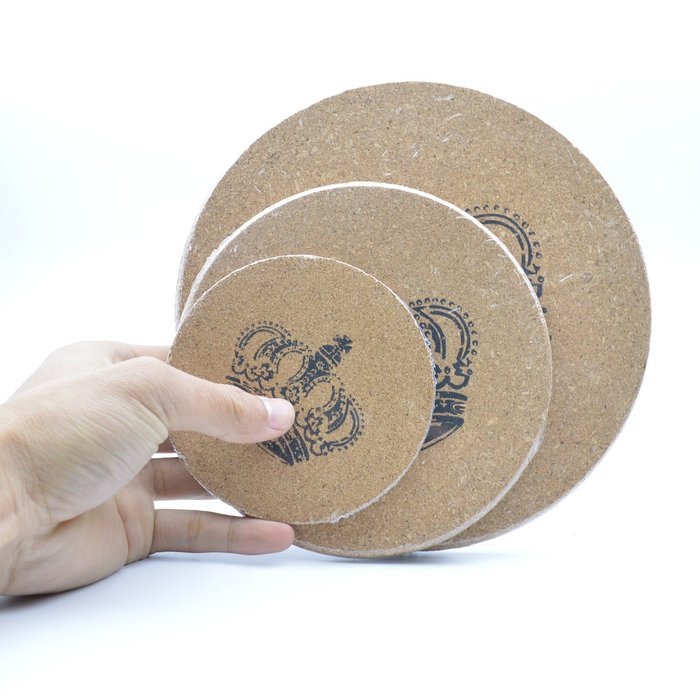 GXHUANG Quality Pot Pan Holloware boiler Cork Trivets, Set of 3, Round,7 1/2, 5 3/4, 3 9/10 inch, Crown Design N7
